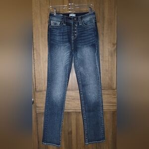 Vigoss Women's Dark Wash Button-Fly Straight Jeans